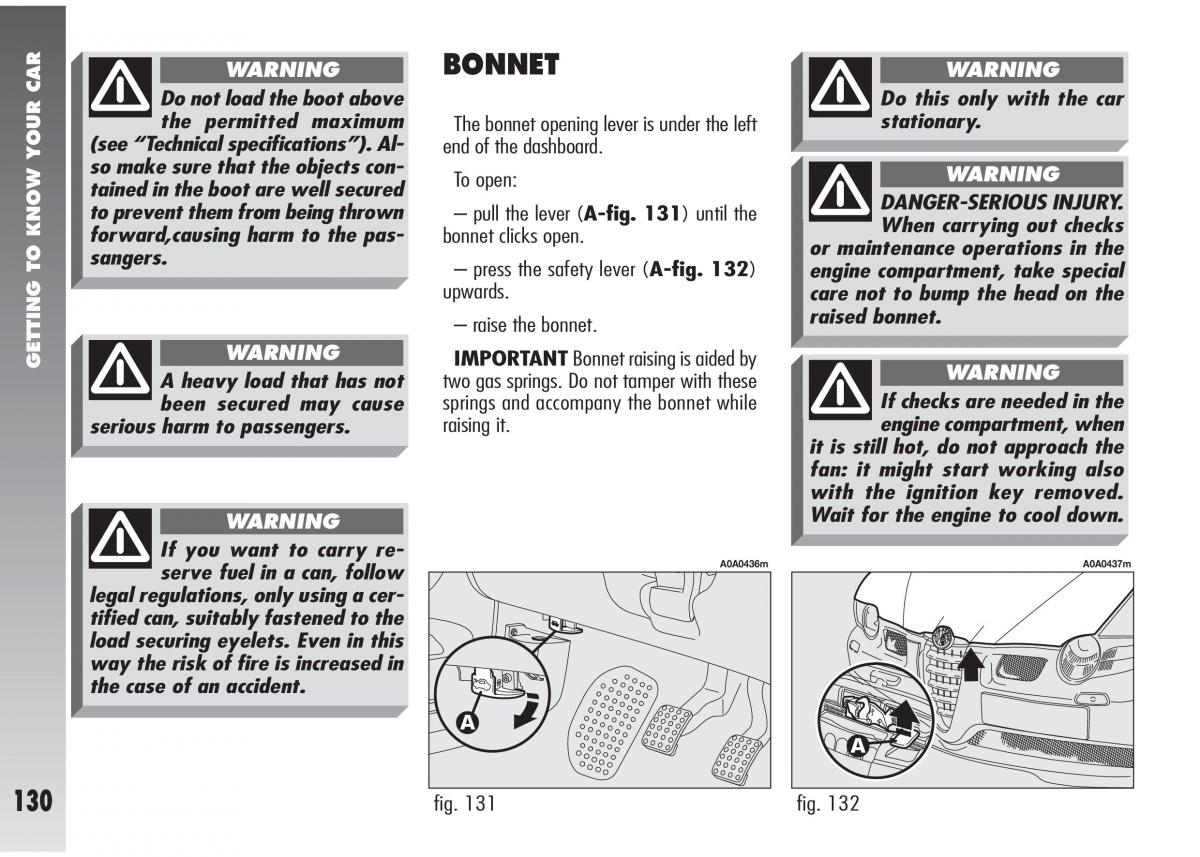 Alfa Romeo 147 GTA owners manual / page 131