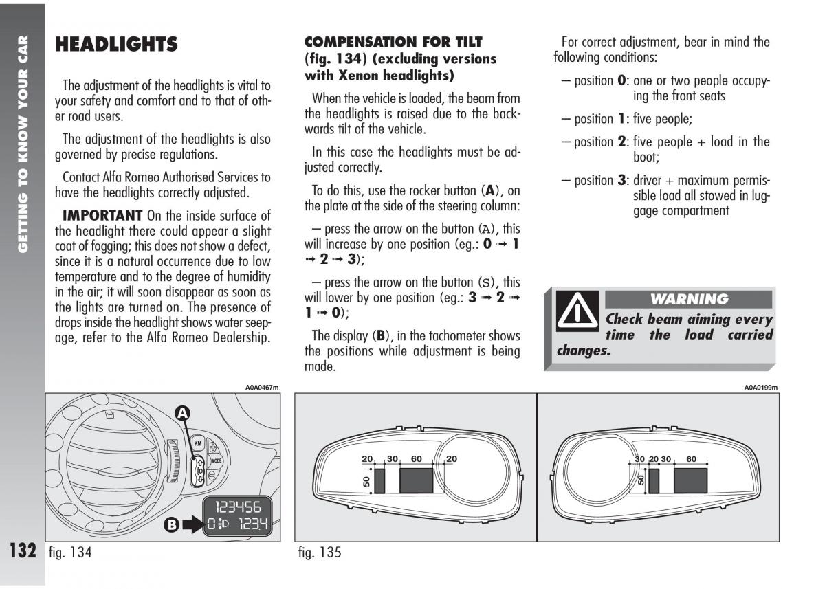 Alfa Romeo 147 GTA owners manual / page 133