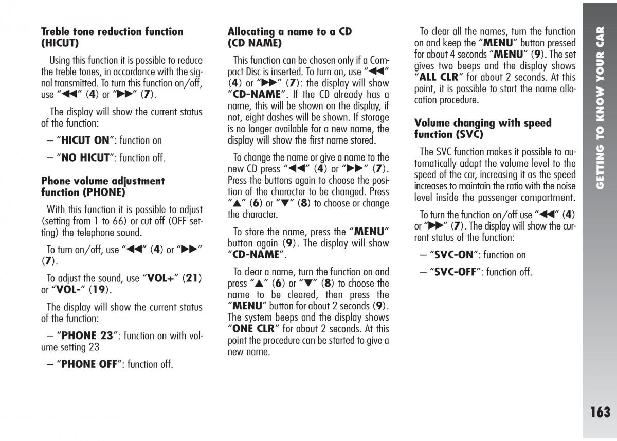 Alfa Romeo 147 GTA owners manual / page 164