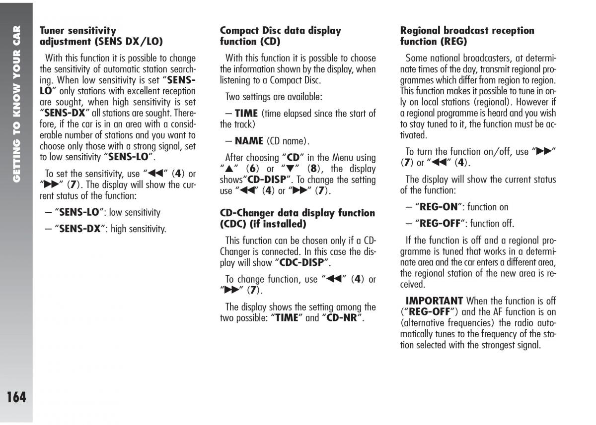 Alfa Romeo 147 GTA owners manual / page 165