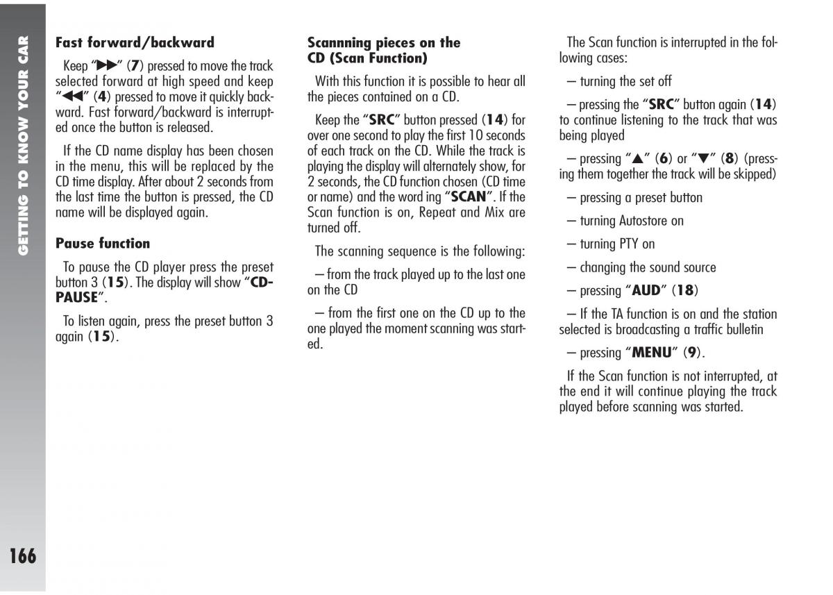 Alfa Romeo 147 GTA owners manual / page 167