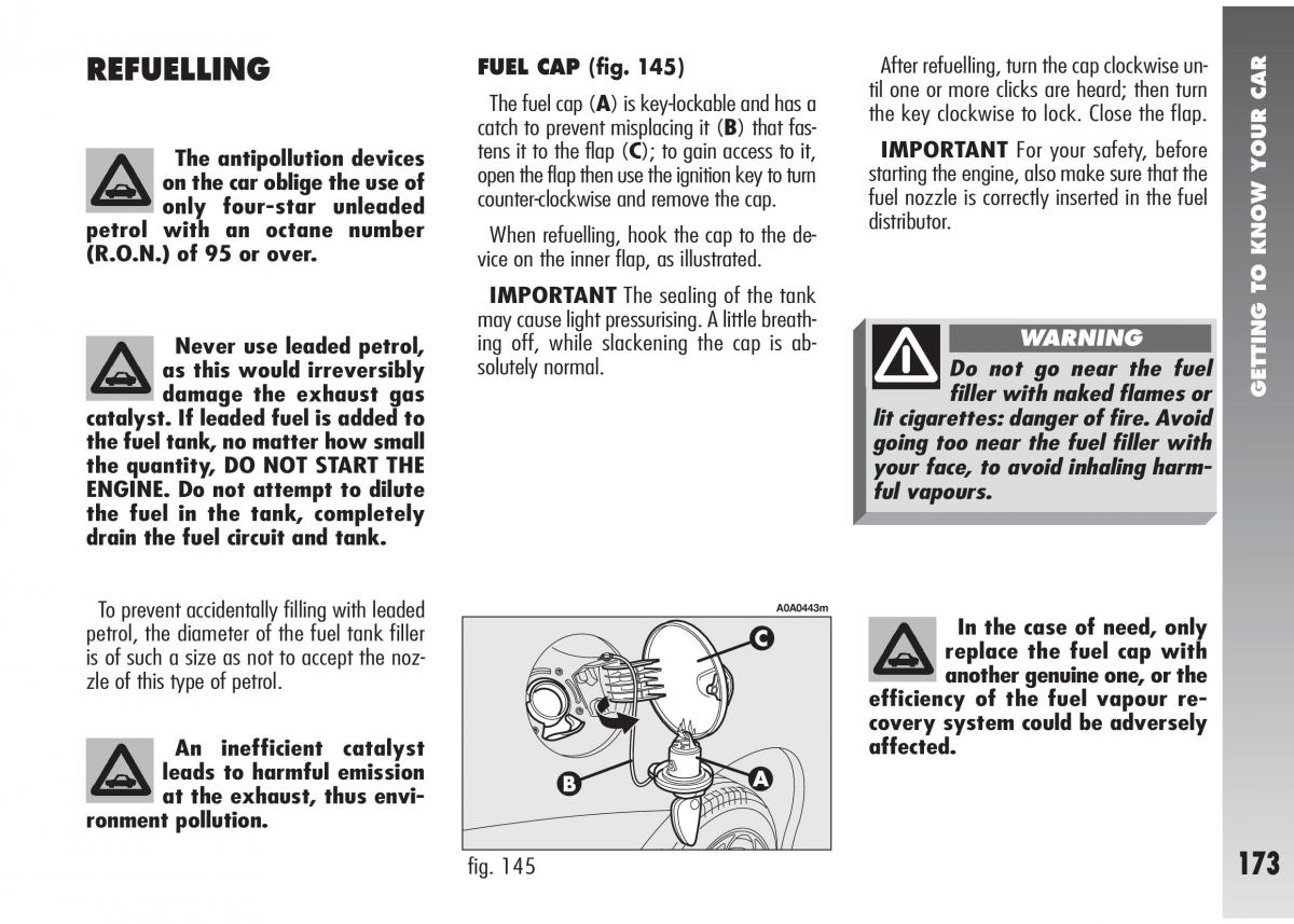 Alfa Romeo 147 GTA owners manual / page 174