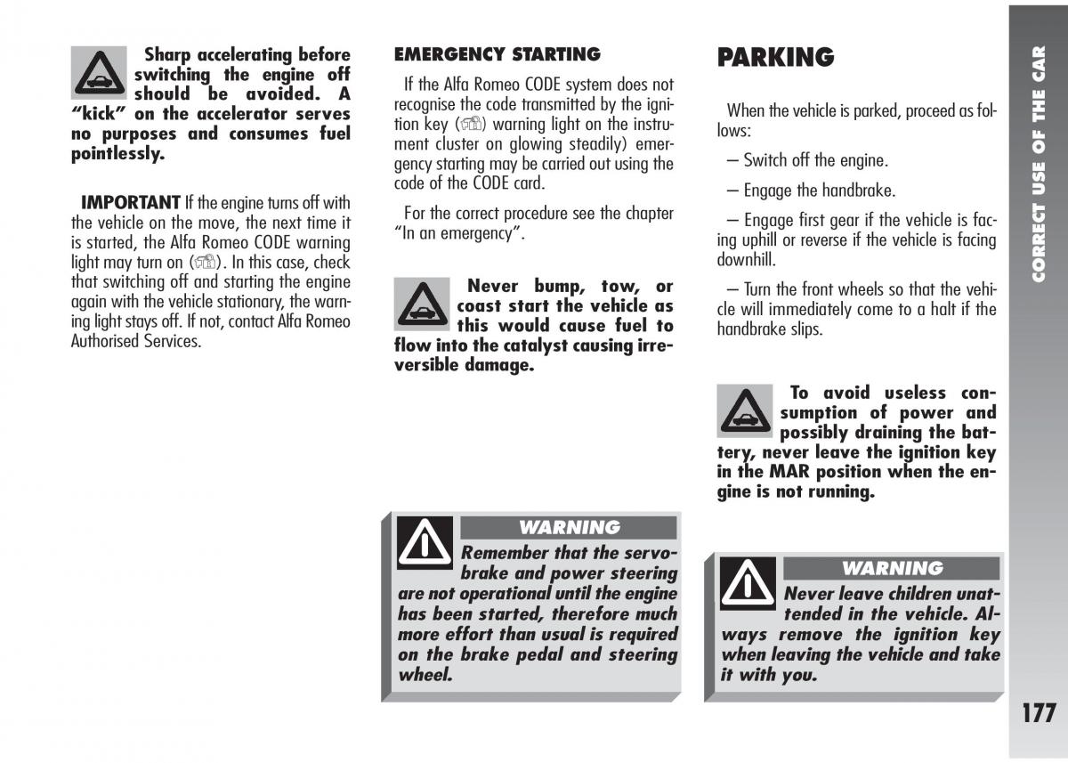 Alfa Romeo 147 GTA owners manual / page 178