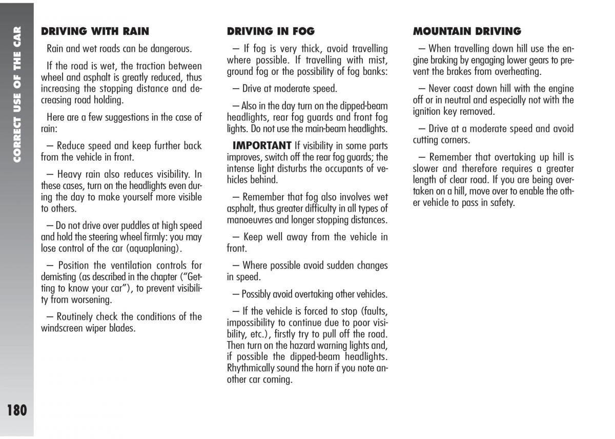 Alfa Romeo 147 GTA owners manual / page 181