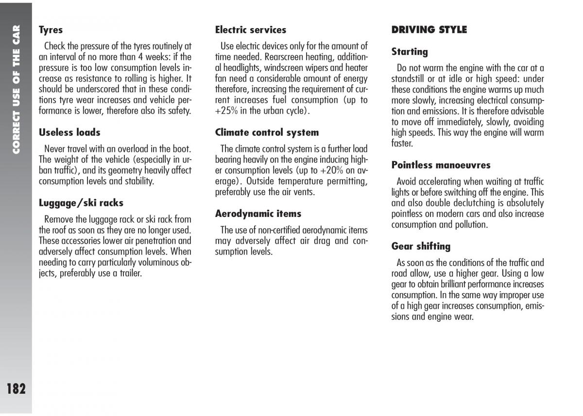 Alfa Romeo 147 GTA owners manual / page 183