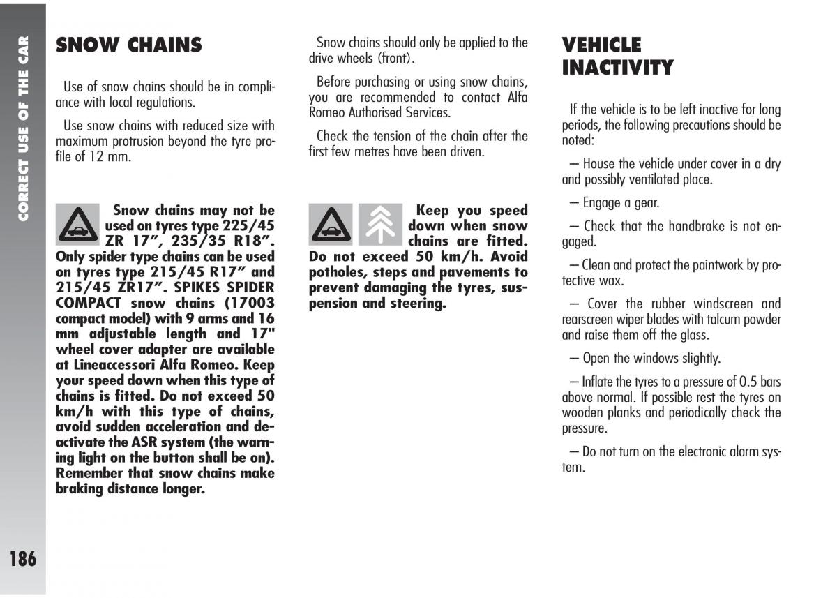 Alfa Romeo 147 GTA owners manual / page 187