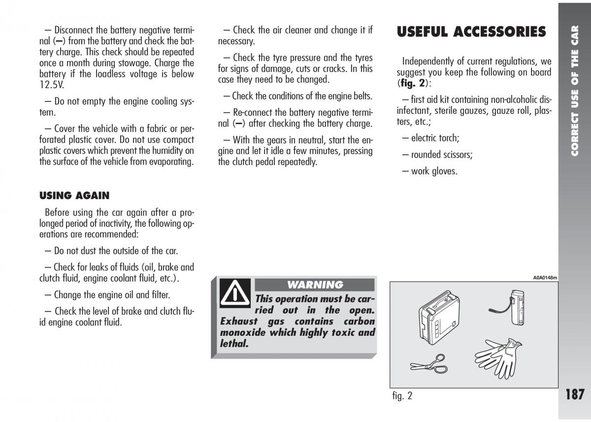 Alfa Romeo 147 GTA owners manual / page 188