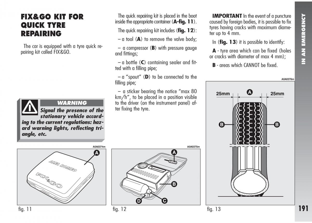 Alfa Romeo 147 GTA owners manual / page 192