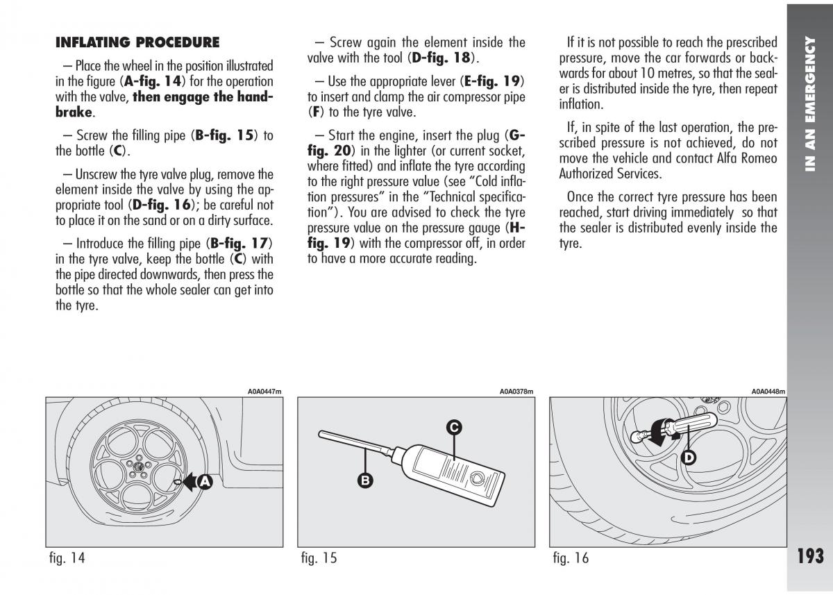 Alfa Romeo 147 GTA owners manual / page 194