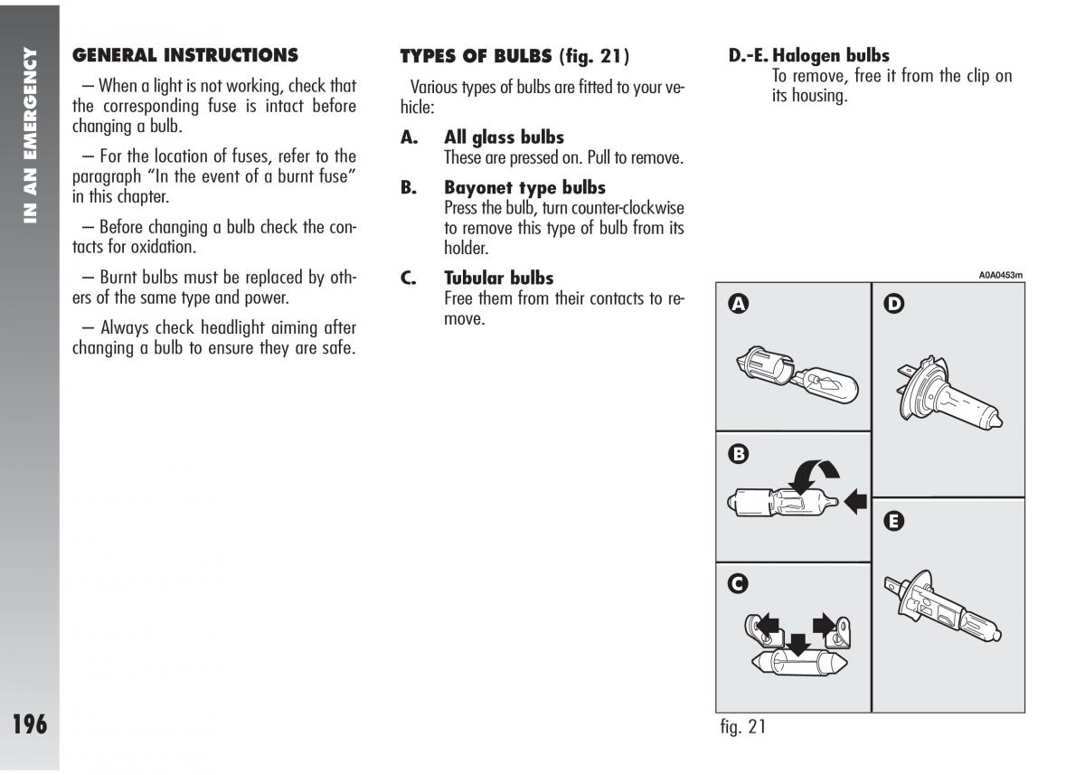 Alfa Romeo 147 GTA owners manual / page 197