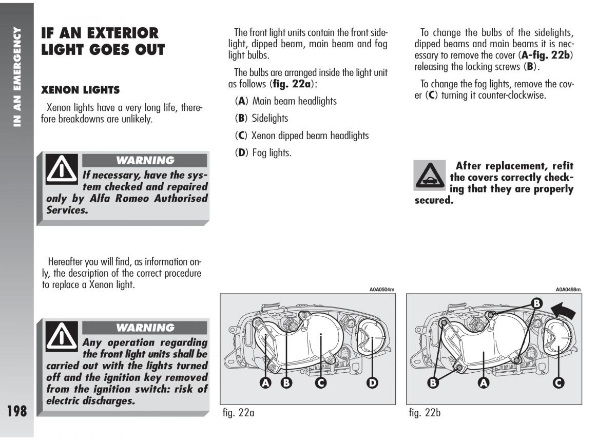 Alfa Romeo 147 GTA owners manual / page 199