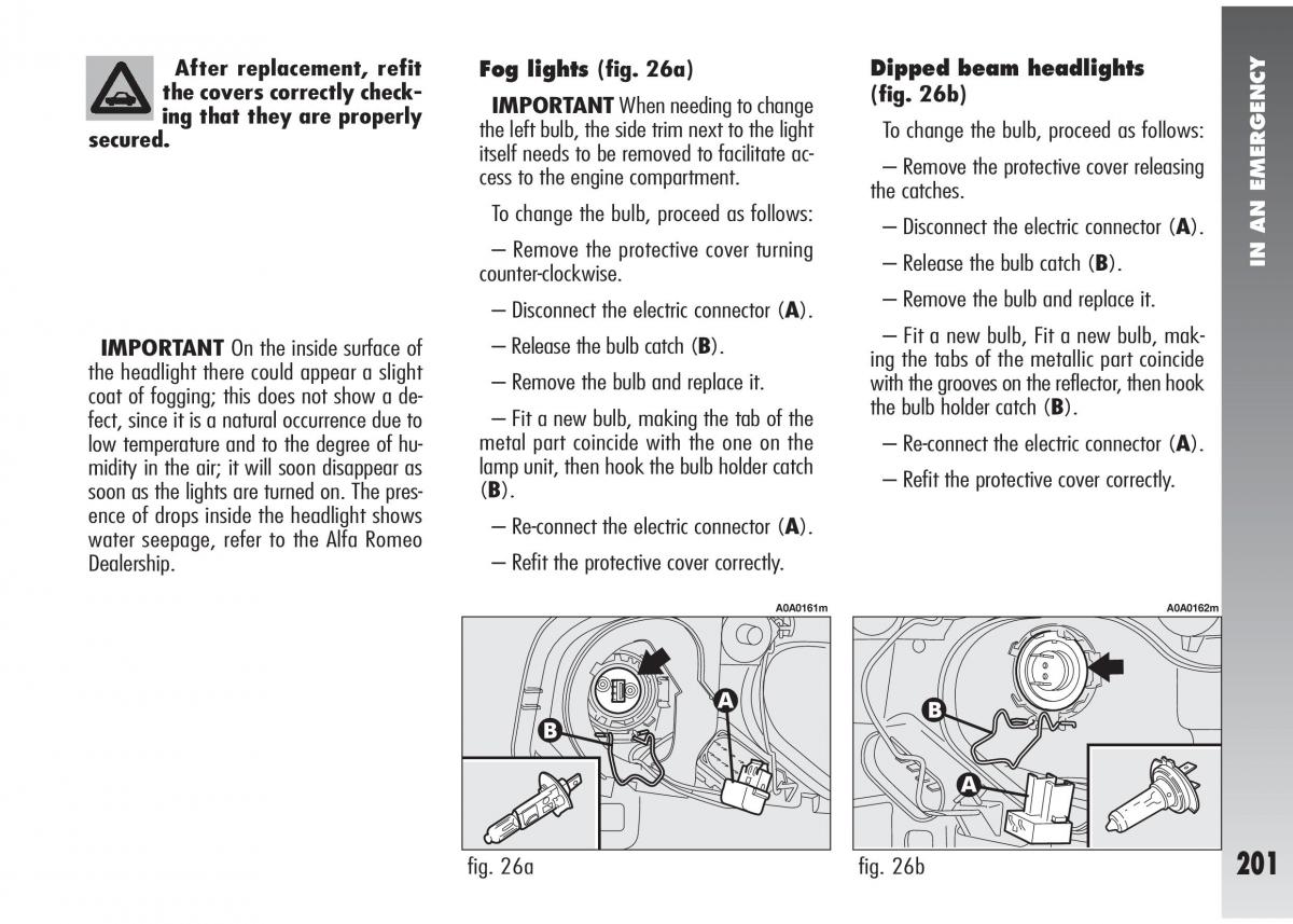 Alfa Romeo 147 GTA owners manual / page 202