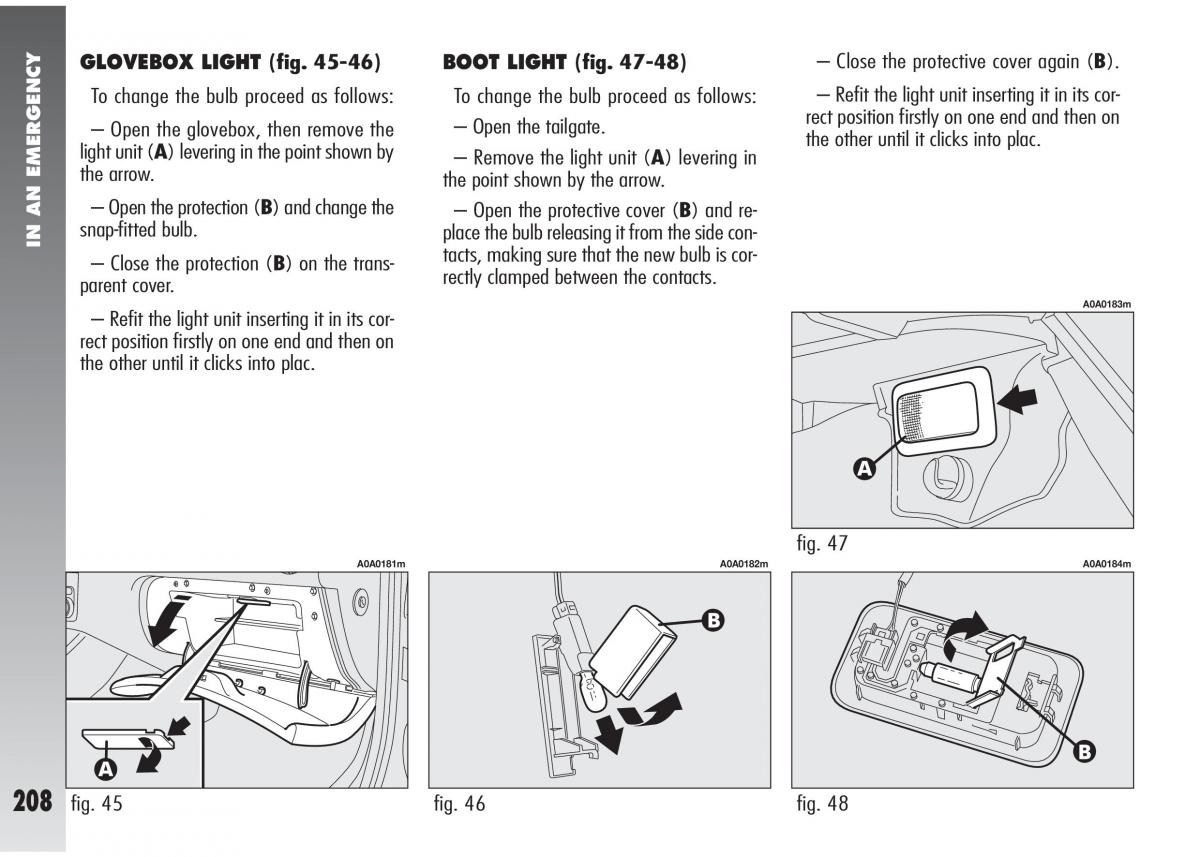 Alfa Romeo 147 GTA owners manual / page 209