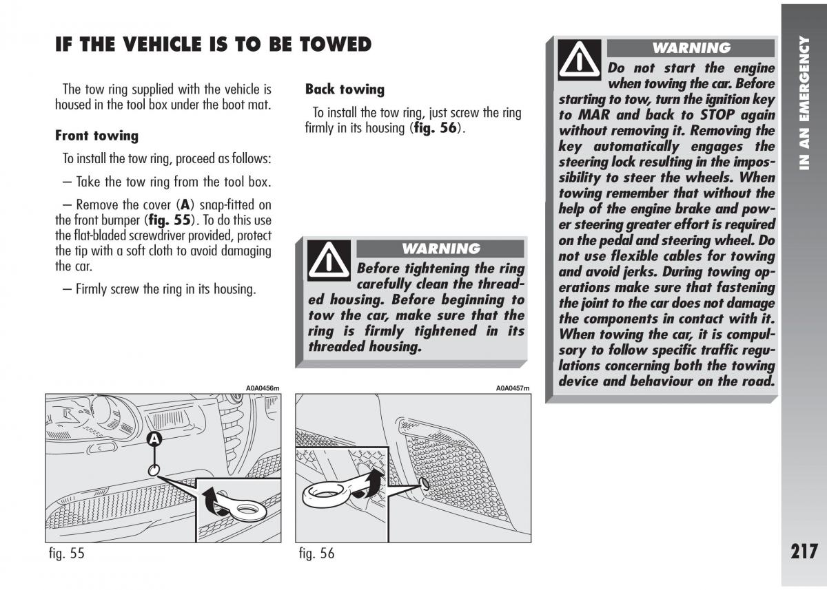 Alfa Romeo 147 GTA owners manual / page 218