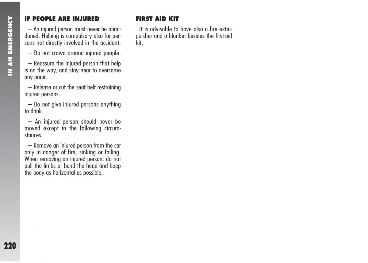 Alfa Romeo 147 GTA owners manual / page 221