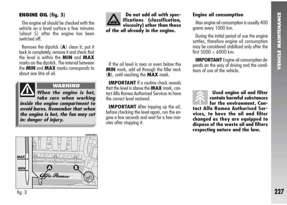 Alfa Romeo 147 GTA owners manual / page 228