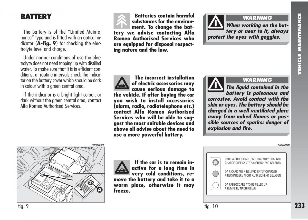 Alfa Romeo 147 GTA owners manual / page 234