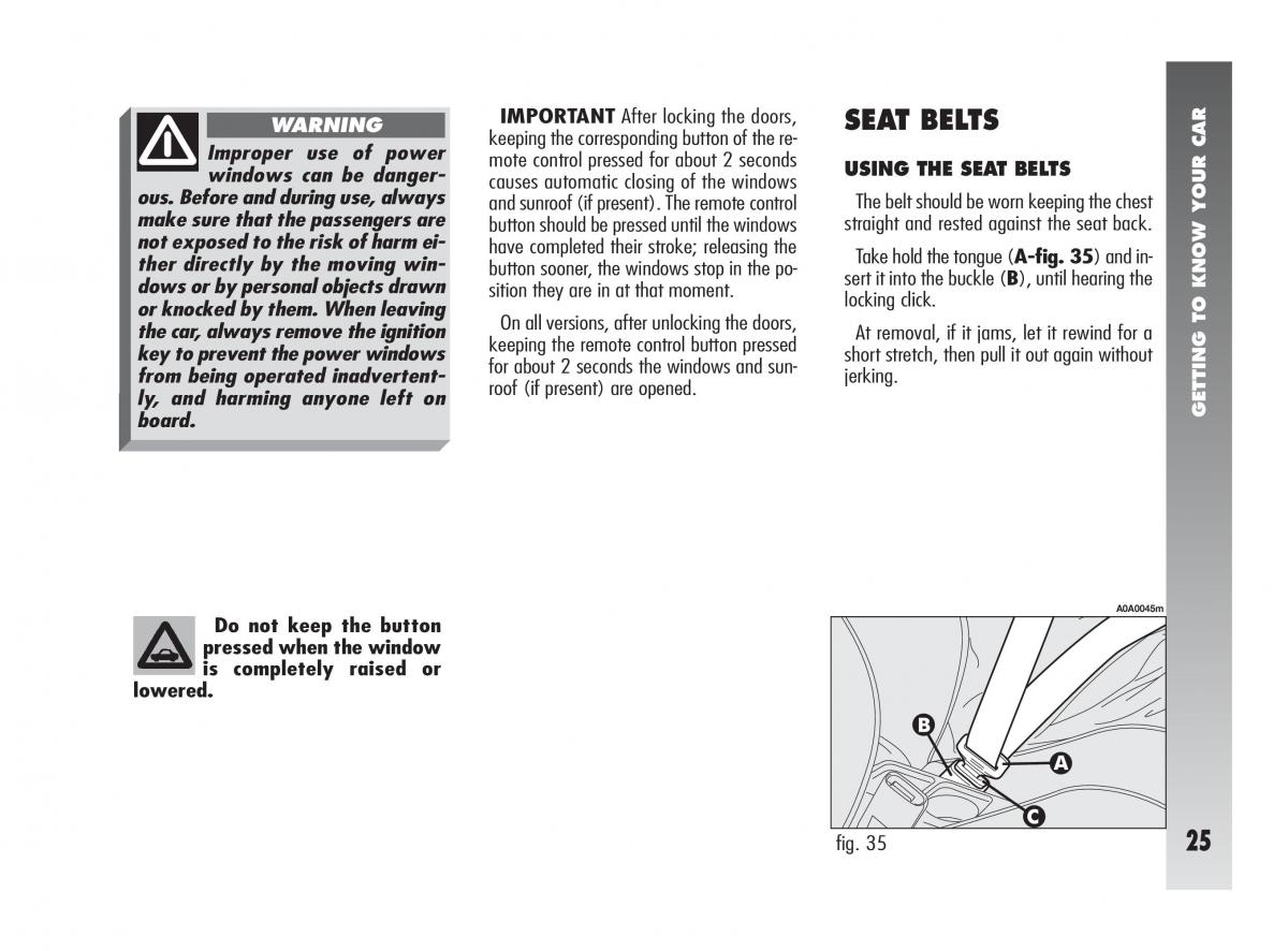 Alfa Romeo 147 GTA owners manual / page 26