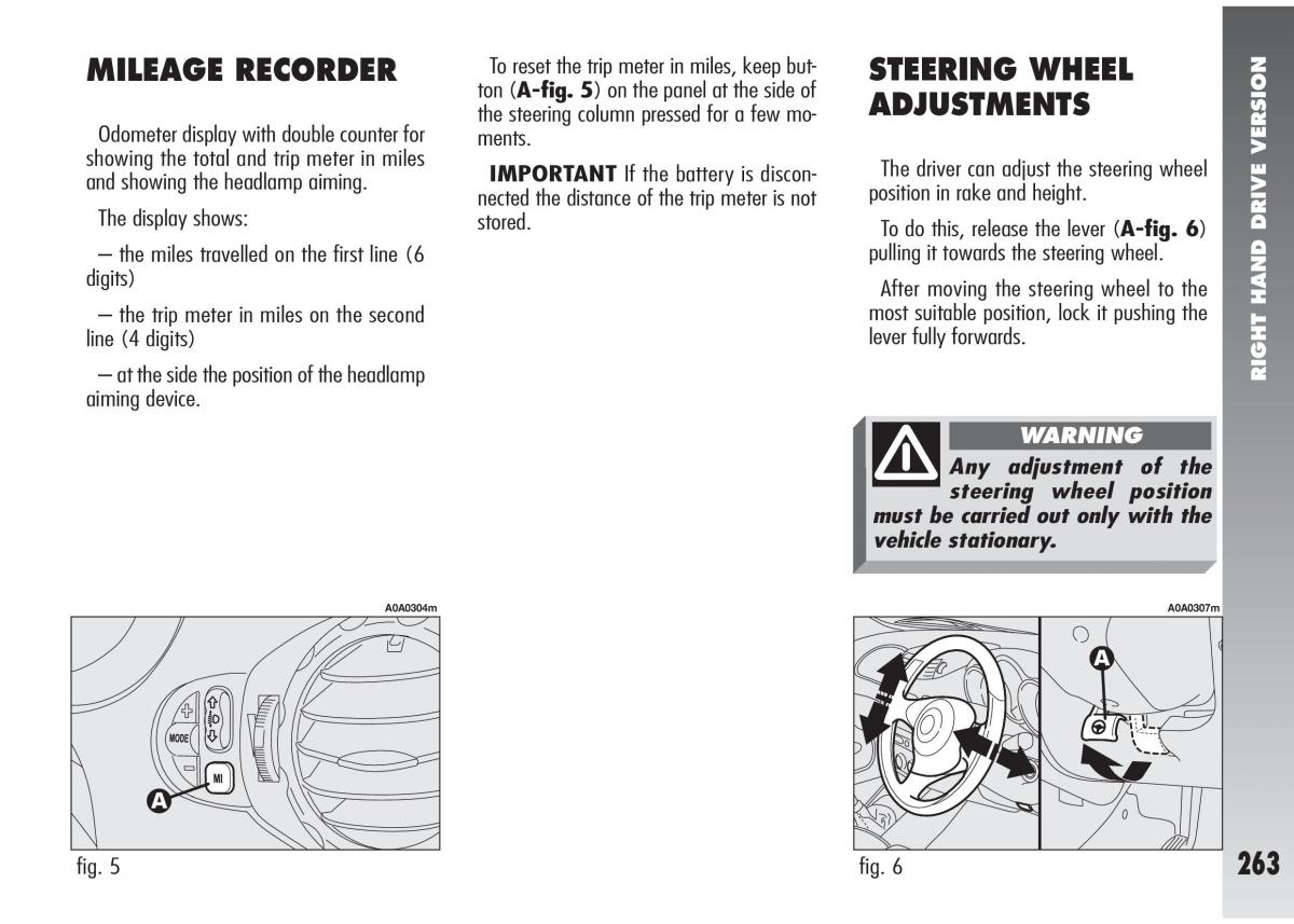 Alfa Romeo 147 GTA owners manual / page 264