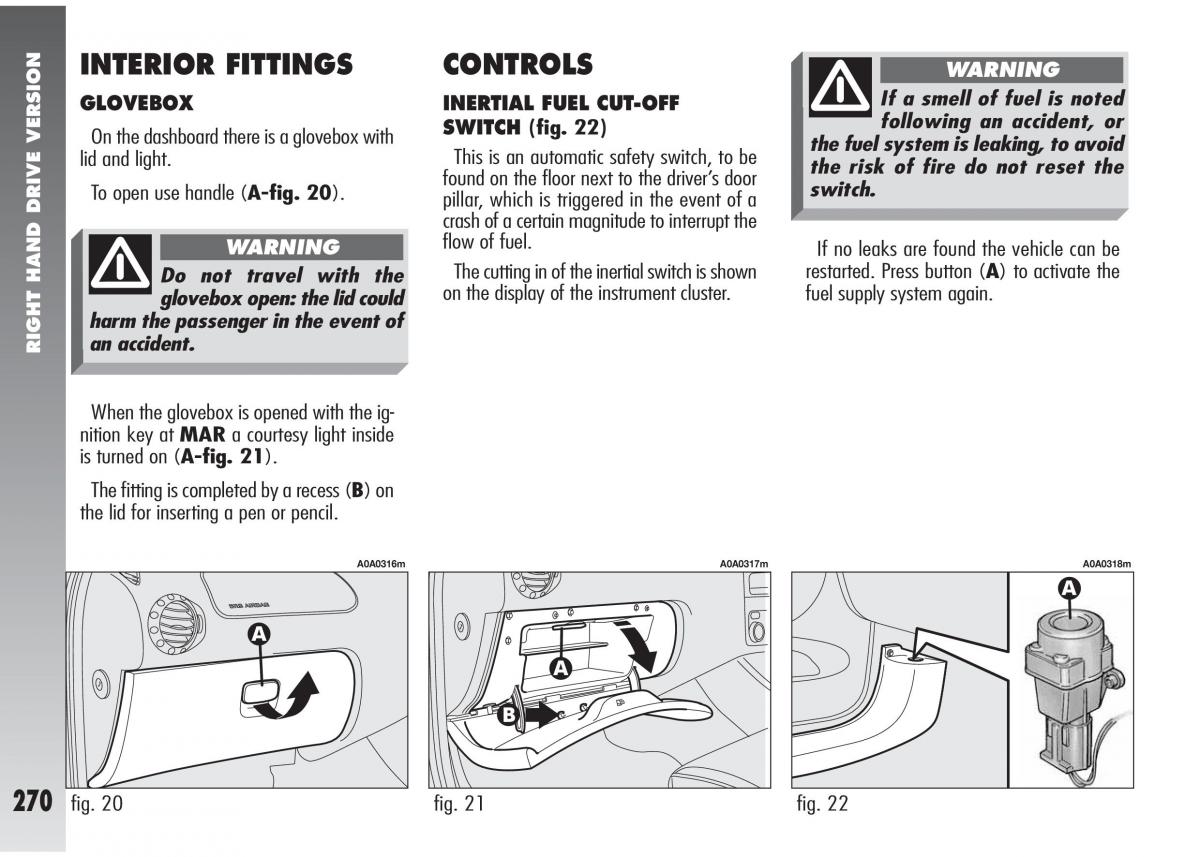 Alfa Romeo 147 GTA owners manual / page 271