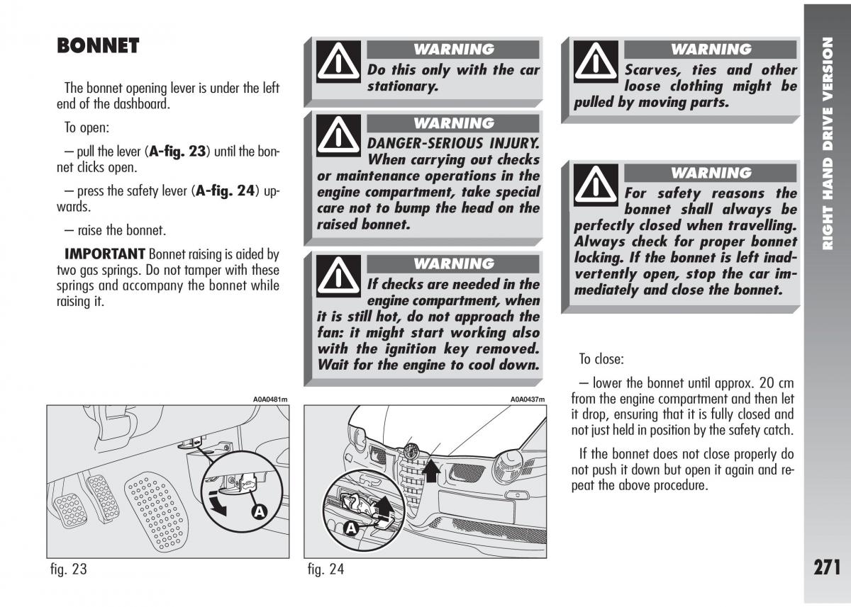 Alfa Romeo 147 GTA owners manual / page 272