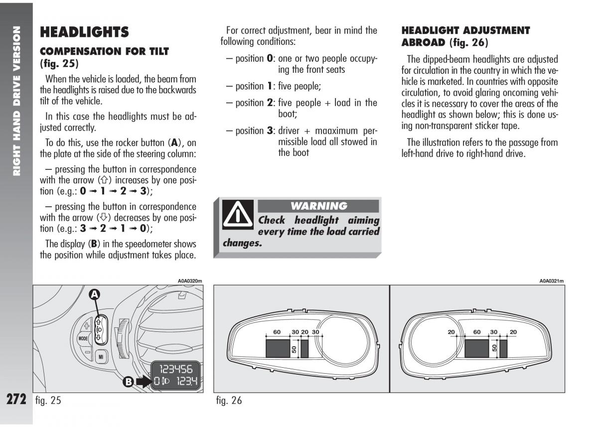 Alfa Romeo 147 GTA owners manual / page 273