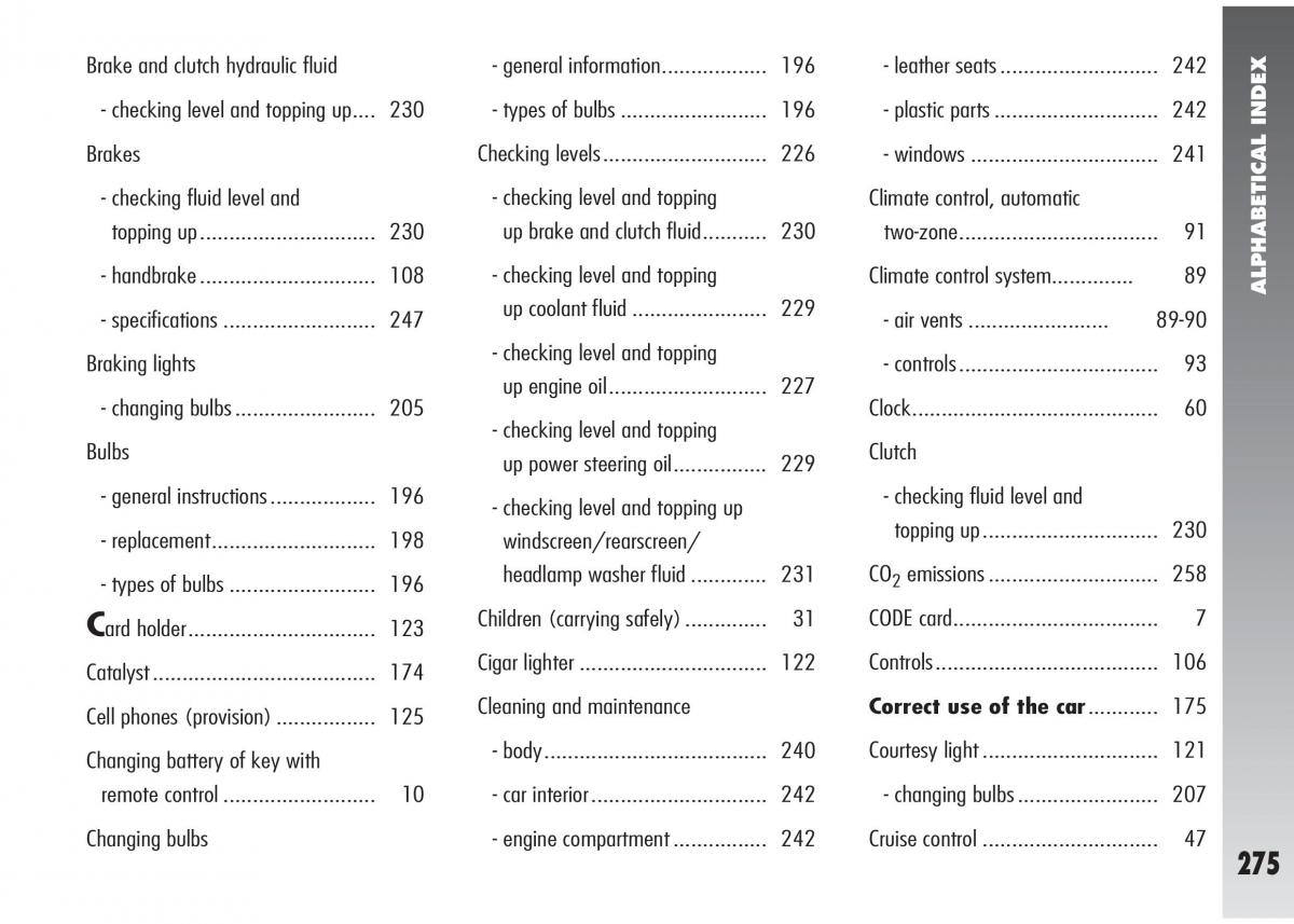 Alfa Romeo 147 GTA owners manual / page 276