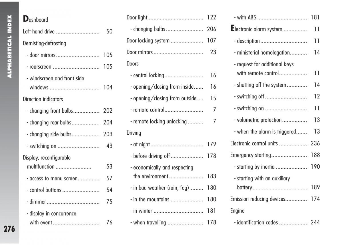 Alfa Romeo 147 GTA owners manual / page 277