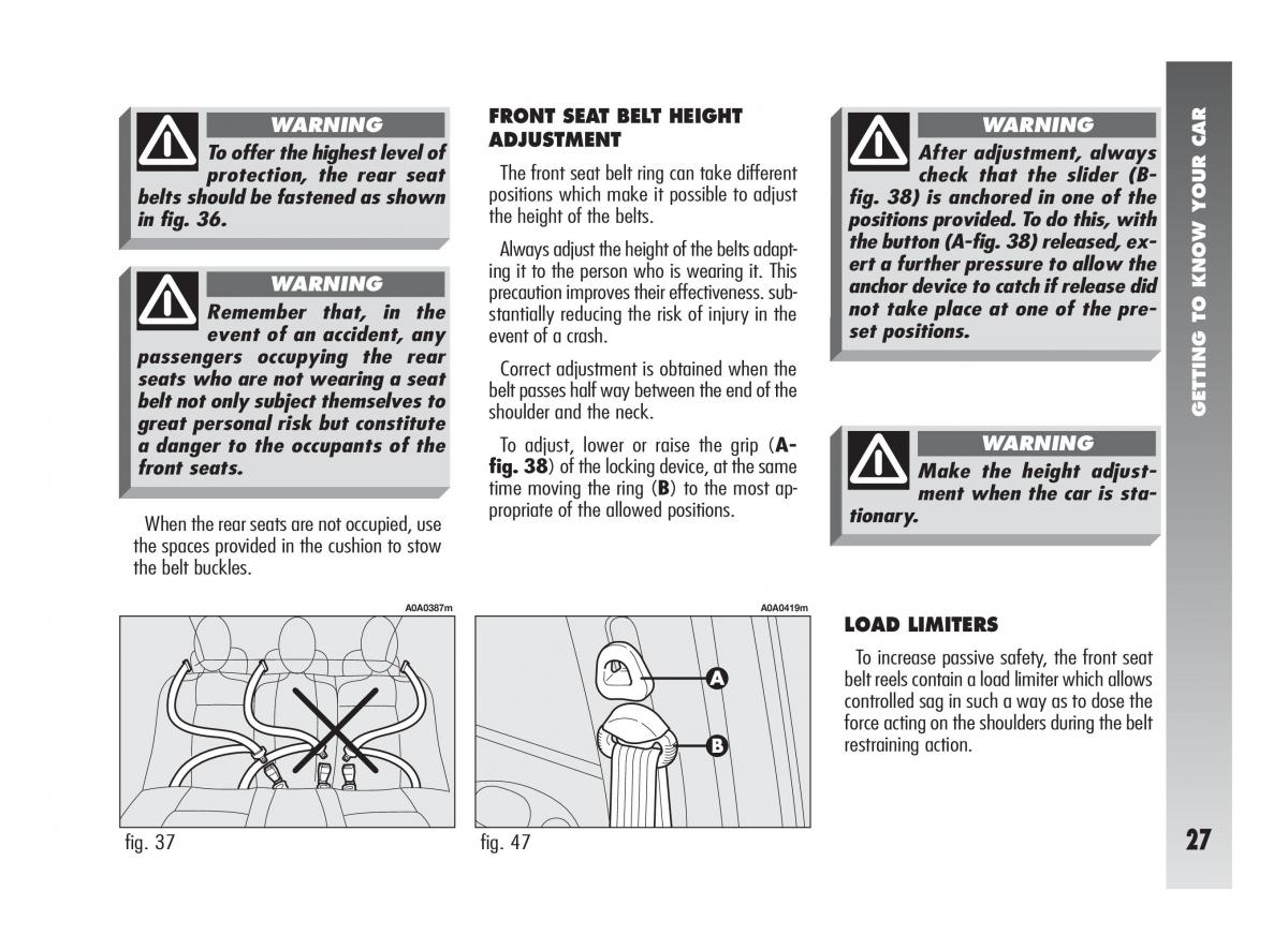 Alfa Romeo 147 GTA owners manual / page 28