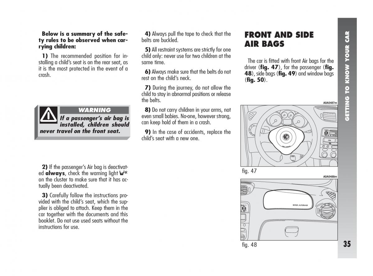 Alfa Romeo 147 GTA owners manual / page 36