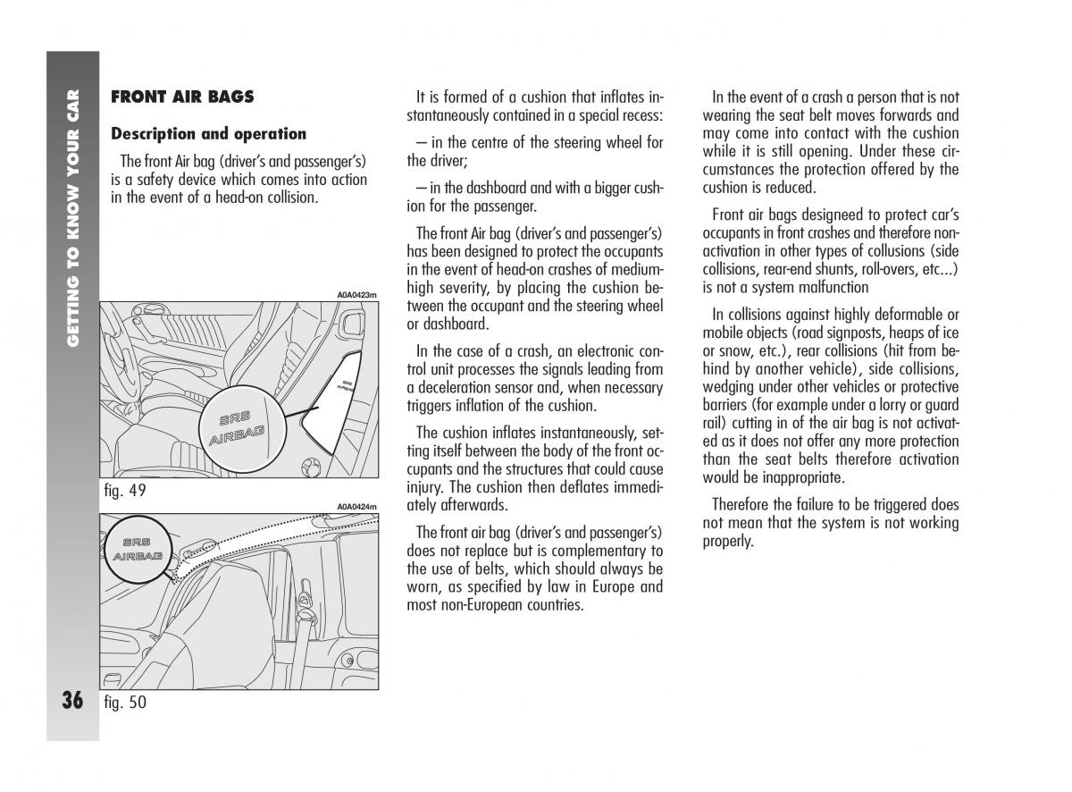 Alfa Romeo 147 GTA owners manual / page 37