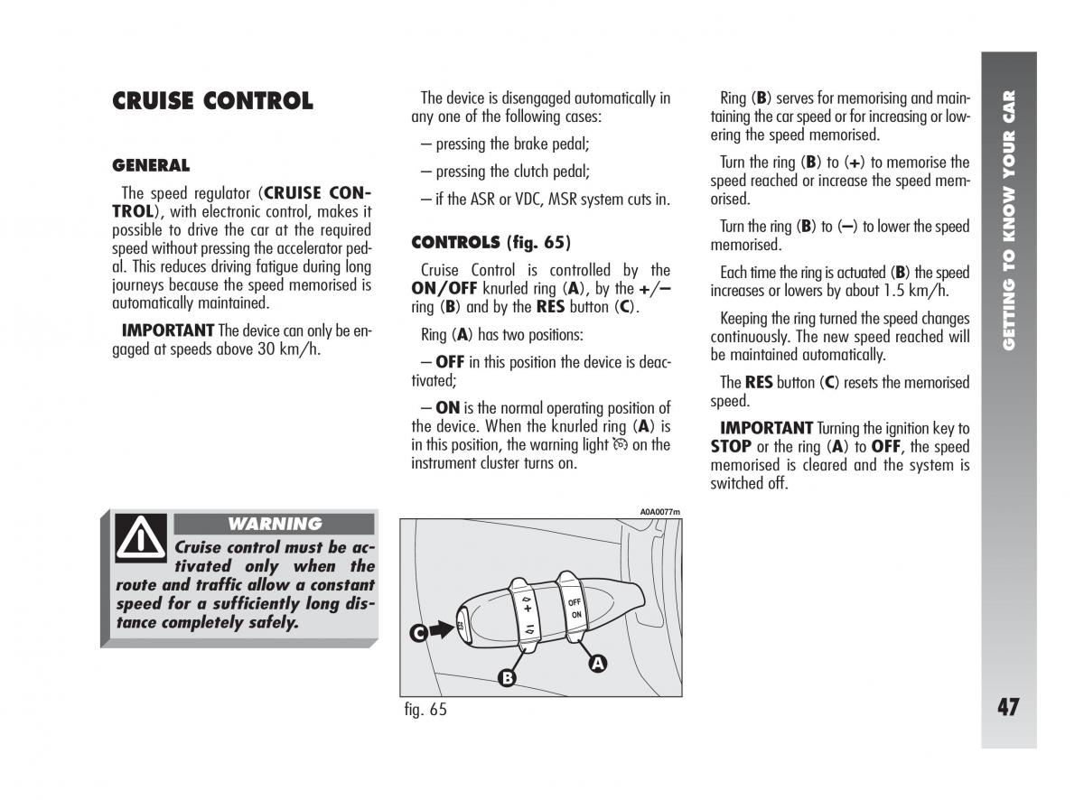 Alfa Romeo 147 GTA owners manual / page 48