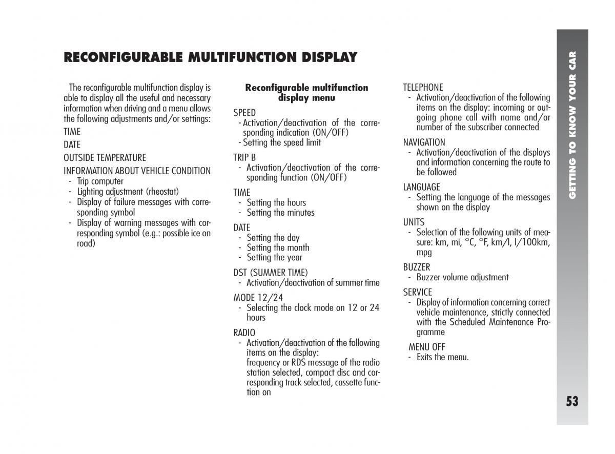 Alfa Romeo 147 GTA owners manual / page 54