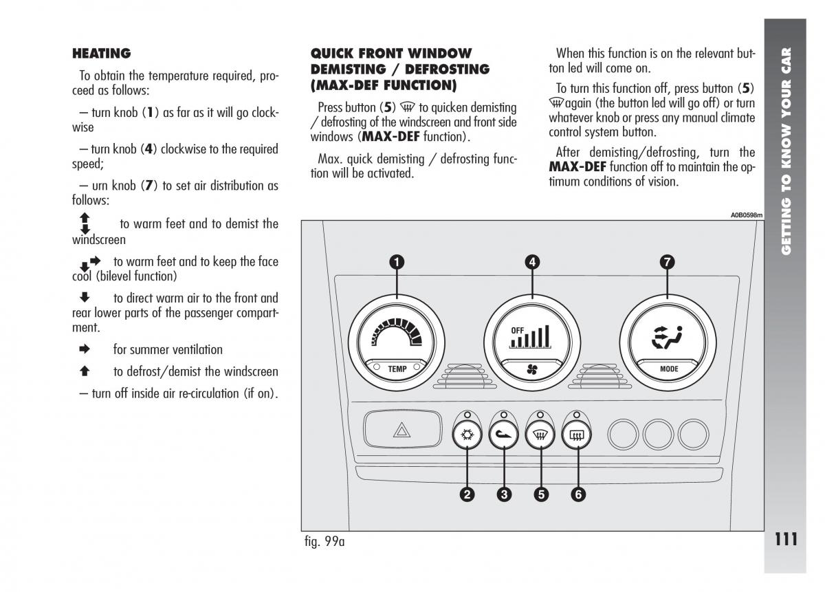 Alfa Romeo 156 owners manual / page 112