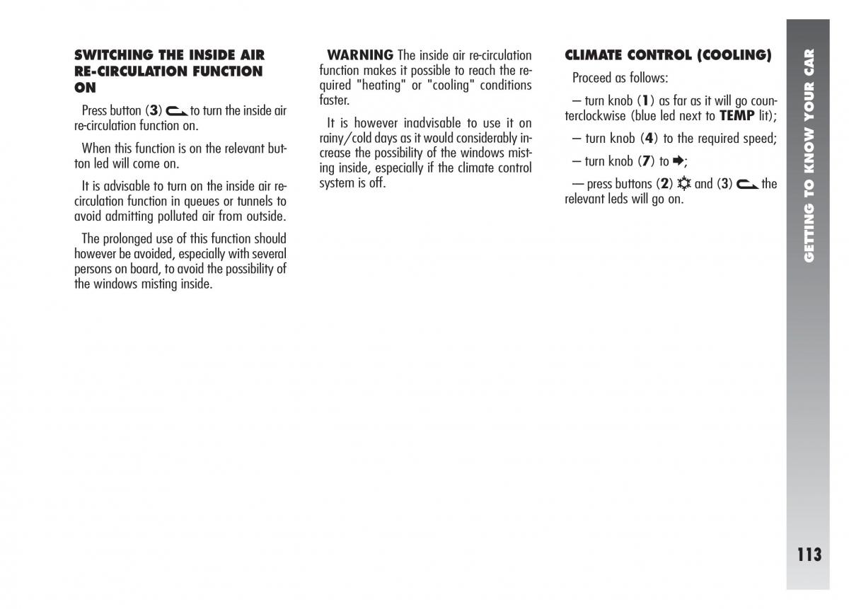 Alfa Romeo 156 owners manual / page 114