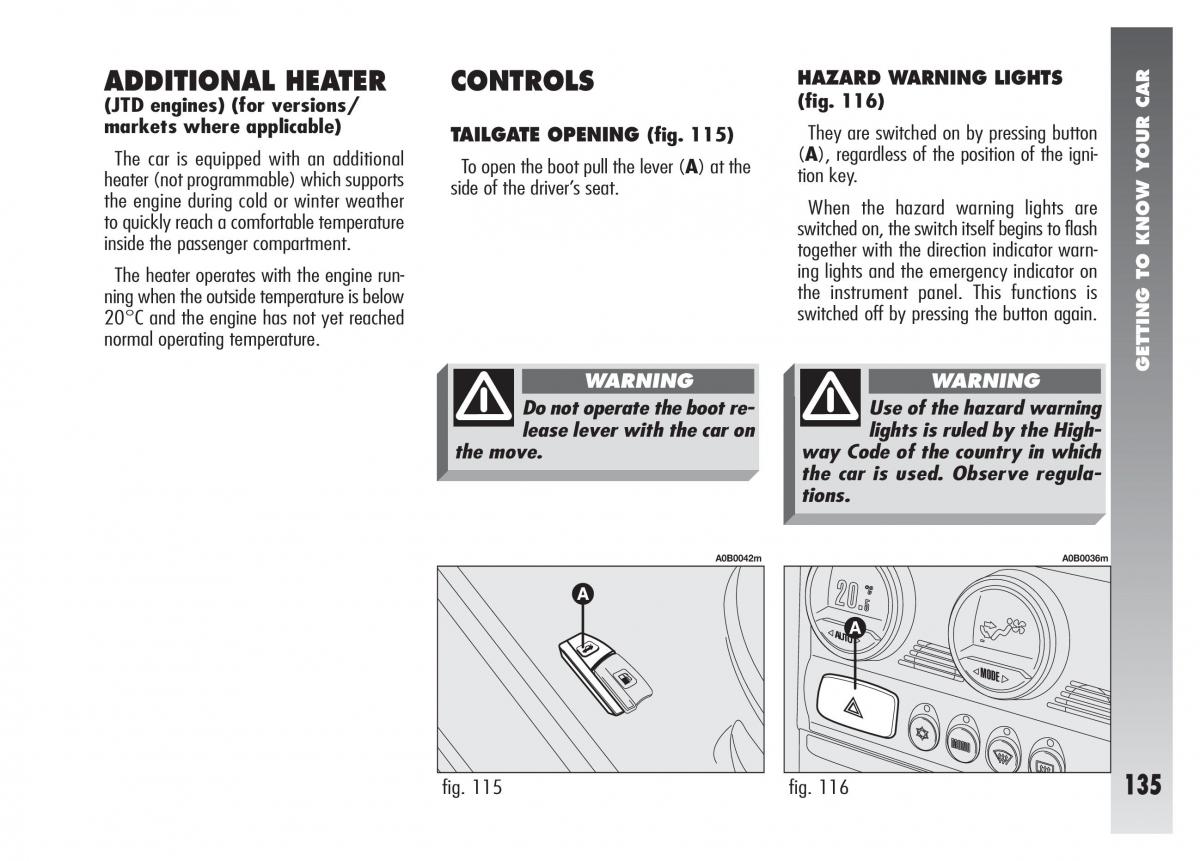 Alfa Romeo 156 owners manual / page 136