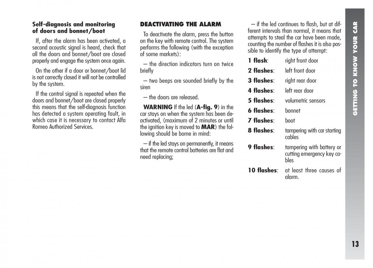 Alfa Romeo 156 owners manual / page 14