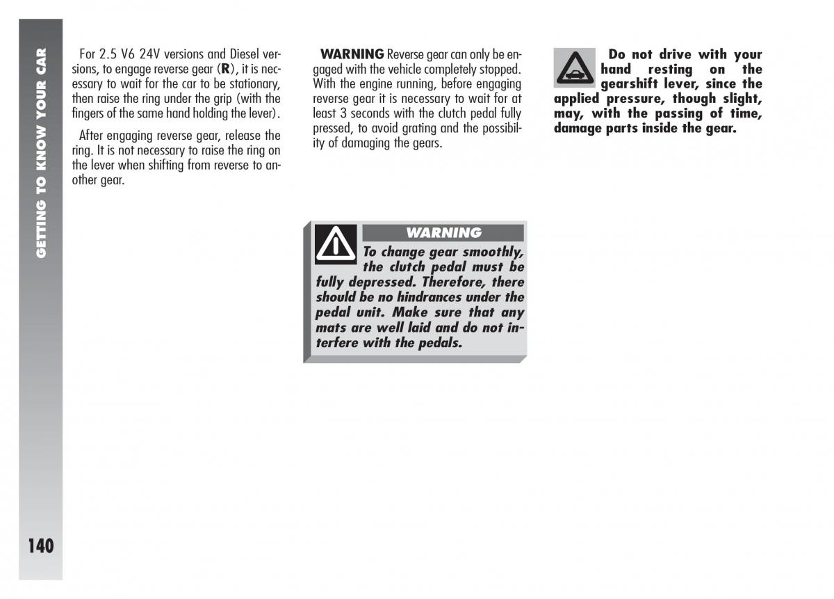 Alfa Romeo 156 owners manual / page 141