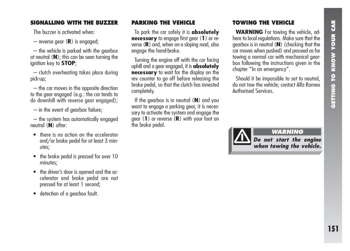 Alfa Romeo 156 owners manual / page 152