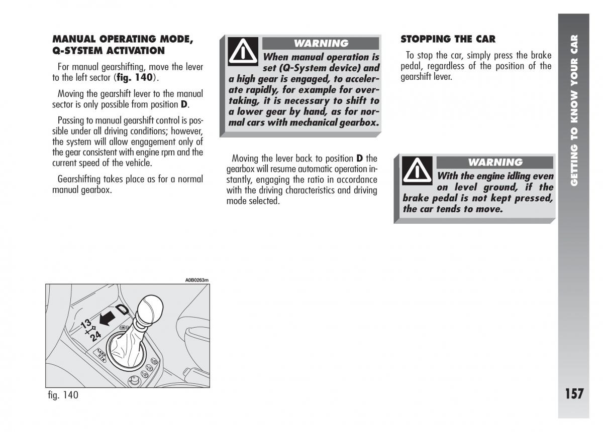 Alfa Romeo 156 owners manual / page 158