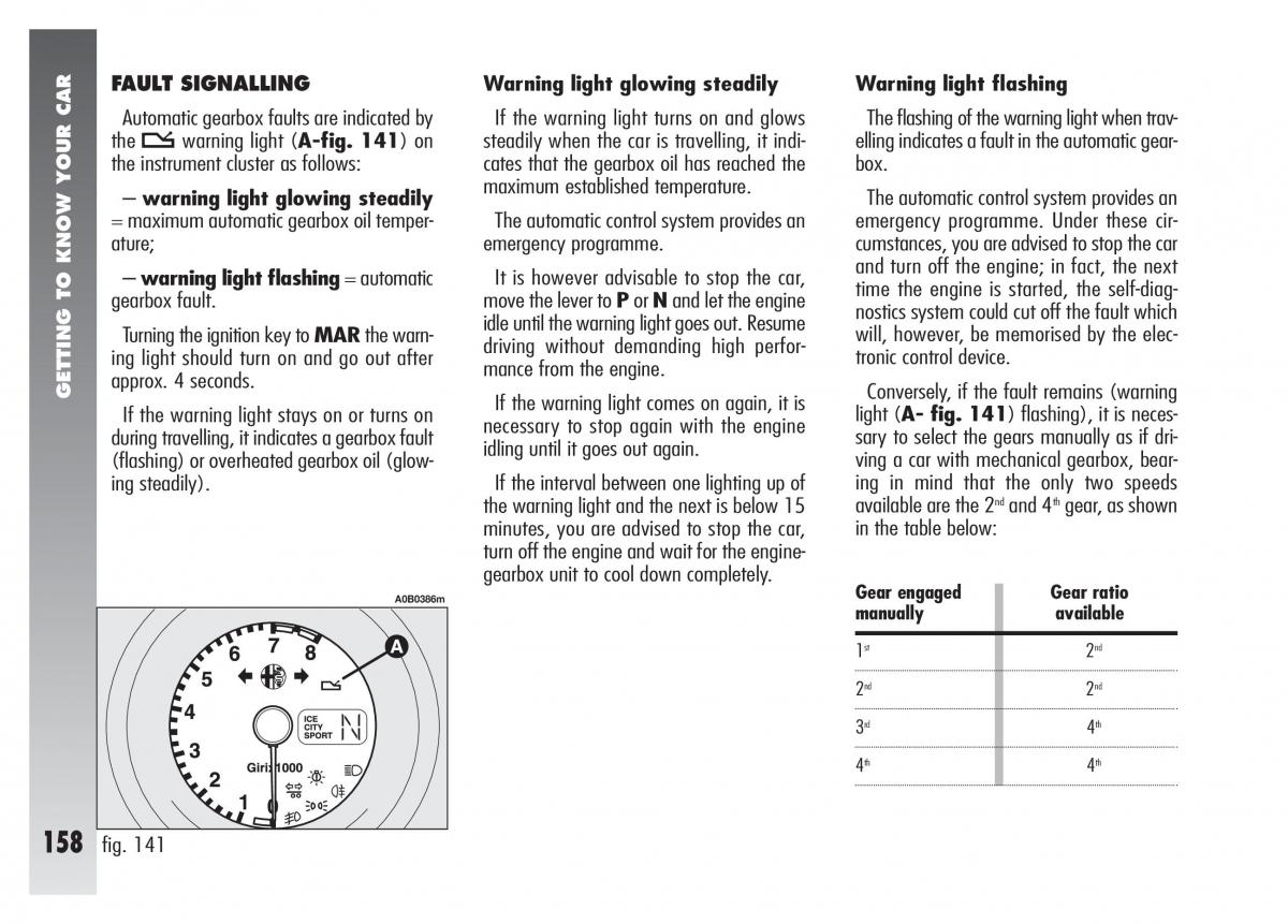 Alfa Romeo 156 owners manual / page 159