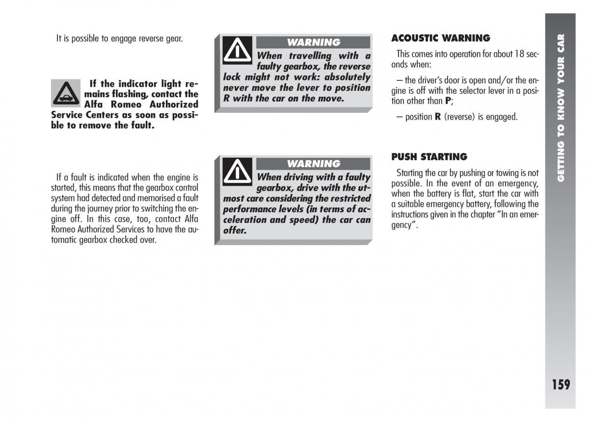 Alfa Romeo 156 owners manual / page 160