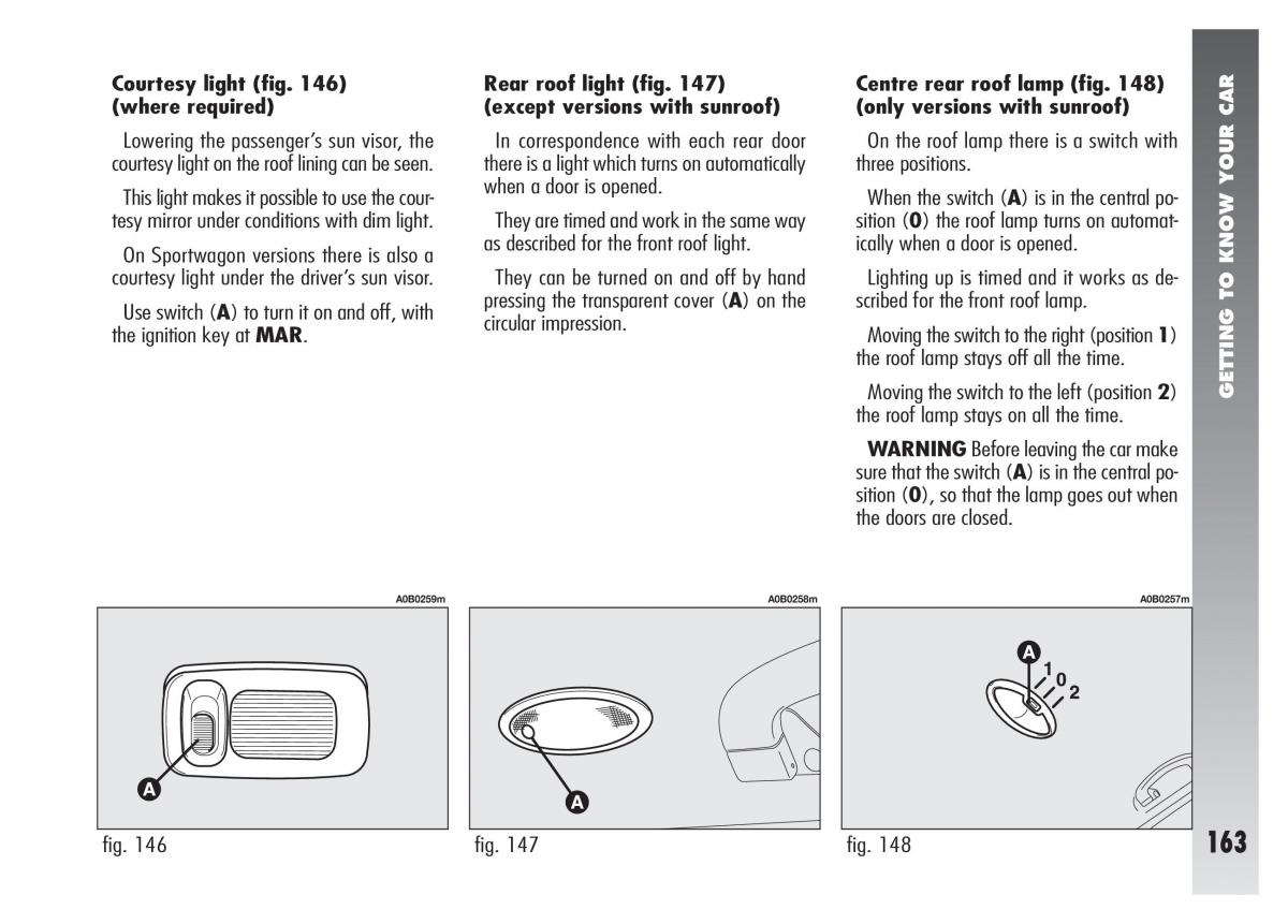 Alfa Romeo 156 owners manual / page 164