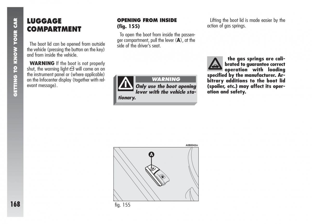 Alfa Romeo 156 owners manual / page 169