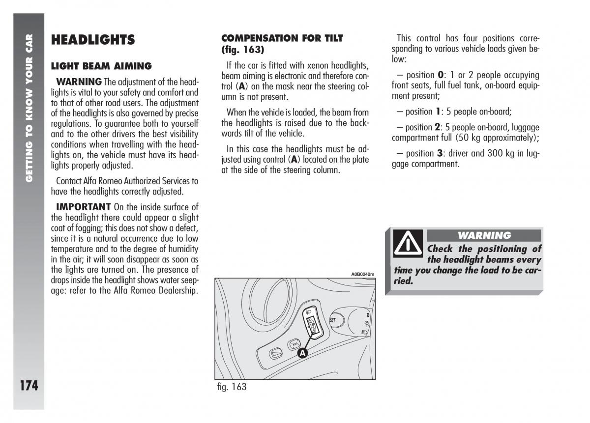 Alfa Romeo 156 owners manual / page 175