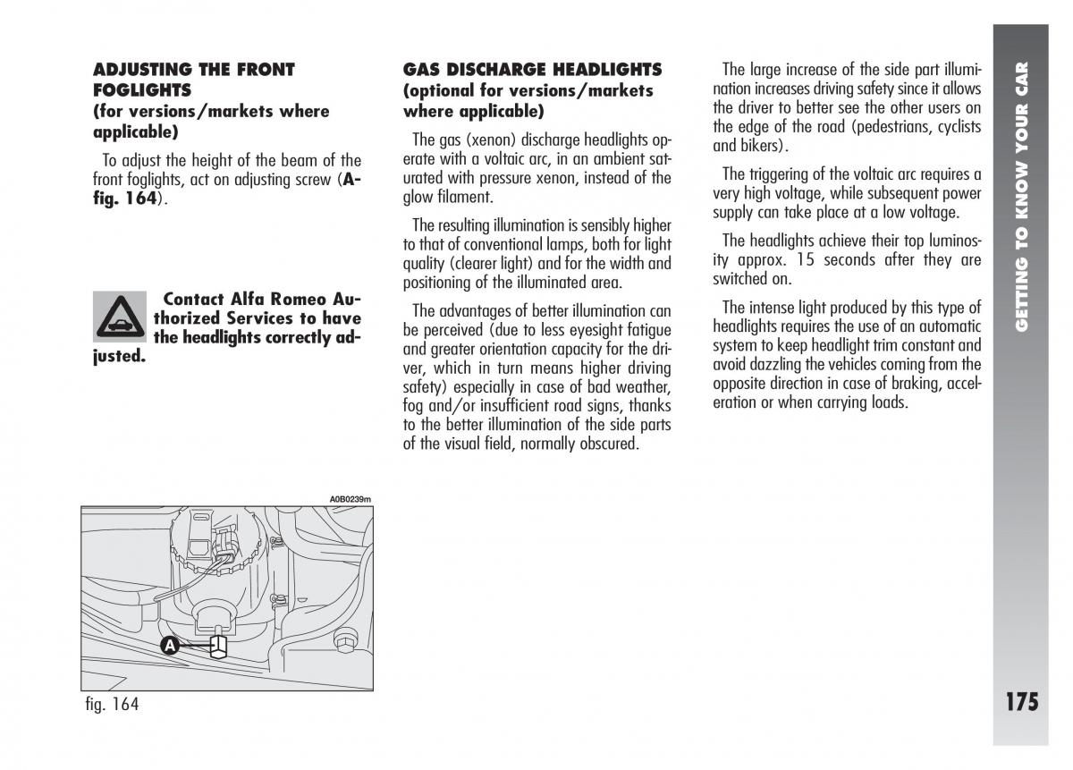 Alfa Romeo 156 owners manual / page 176