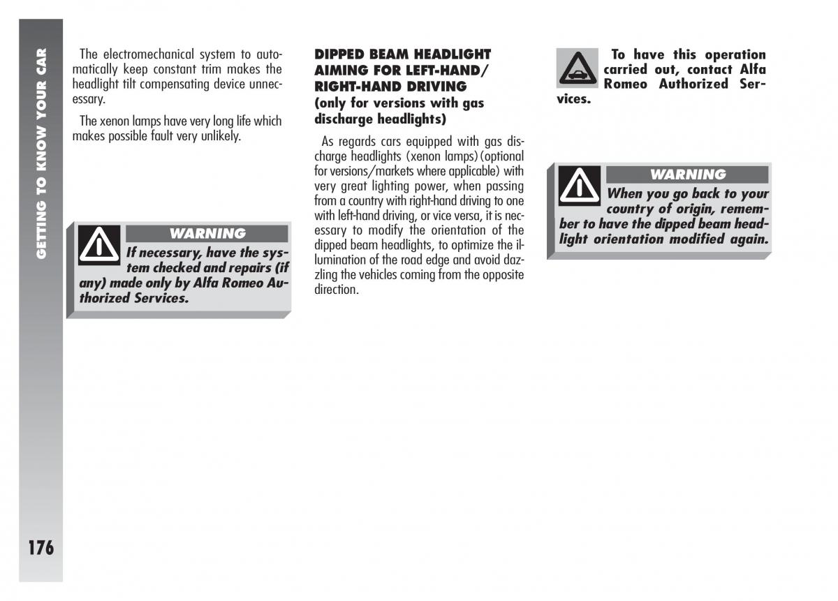 Alfa Romeo 156 owners manual / page 177