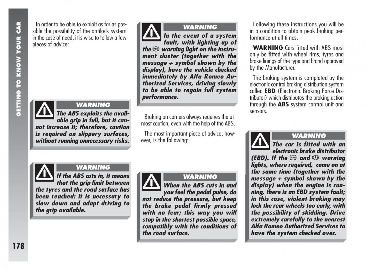 Alfa Romeo 156 owners manual / page 179