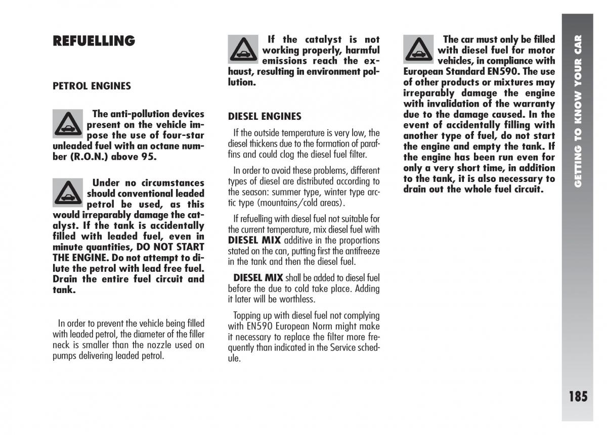 Alfa Romeo 156 owners manual / page 186