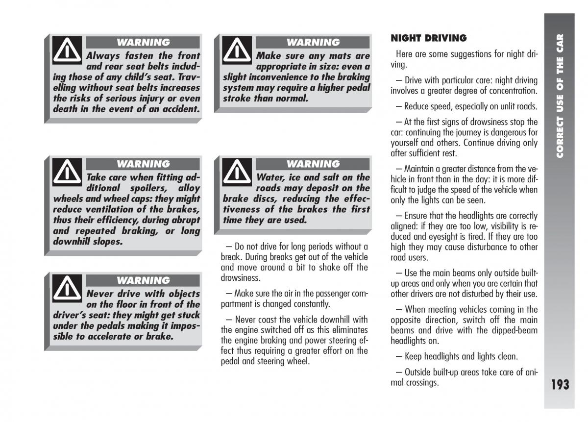 Alfa Romeo 156 owners manual / page 194